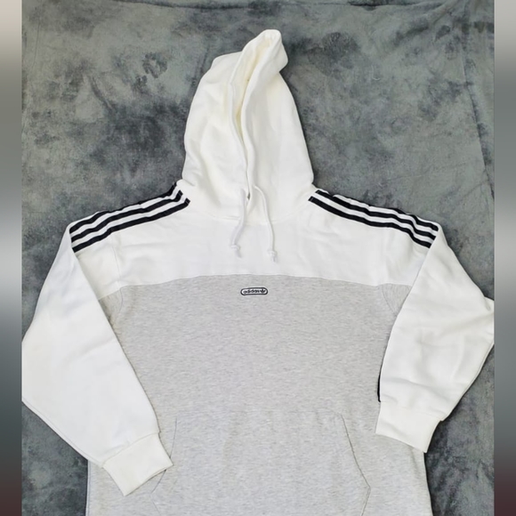 Adidas Hoodie Sport Open Hem White/LIGHT GREY  Size M Men's - Picture 3 of 16